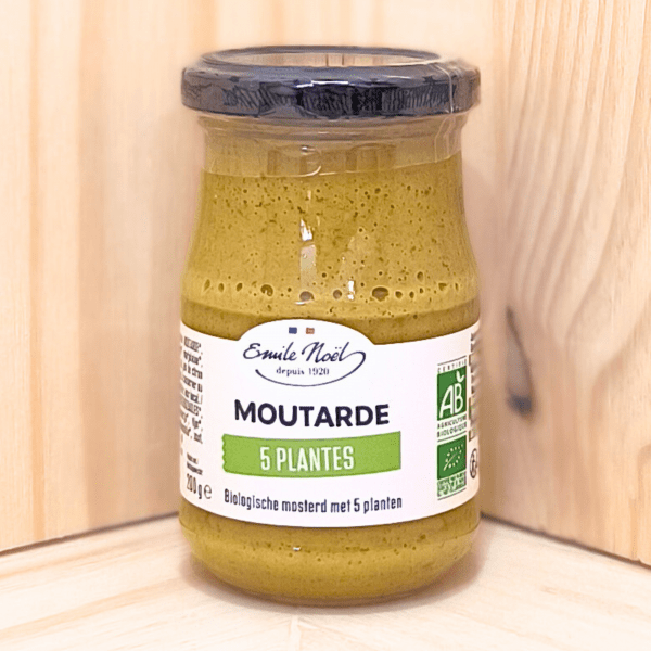 Savourez notre moutarde aux 5 plantes, un subtil mélange d'épices et d'herbes aromatiques pour sublimer vos viandes, poissons et légumes. Une expérience gustative raffinée à chaque bouchée. Pot de 200g
