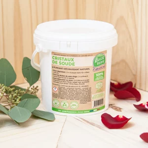 Les cristaux de soude sont d'excellents dégraissants et nettoyants, particulièrement efficaces contre les matières grasses. Leur capacité naturelle à décomposer les matières organiques en fait un ingrédient polyvalent pour l'entretien de la maison. En plus de leur utilisation comme dégraissant, ils peuvent être employés dans les canalisations pour aider à déboucher les tuyaux et éliminer les dépôts. Ces cristaux de soude sont un choix économique et efficace pour une variété de tâches ménagères. De l'entretien de la cuisine au nettoyage des canalisations. Leur action puissante et leur versatilité en font un produit indispensable dans toute routine de nettoyage domestique.